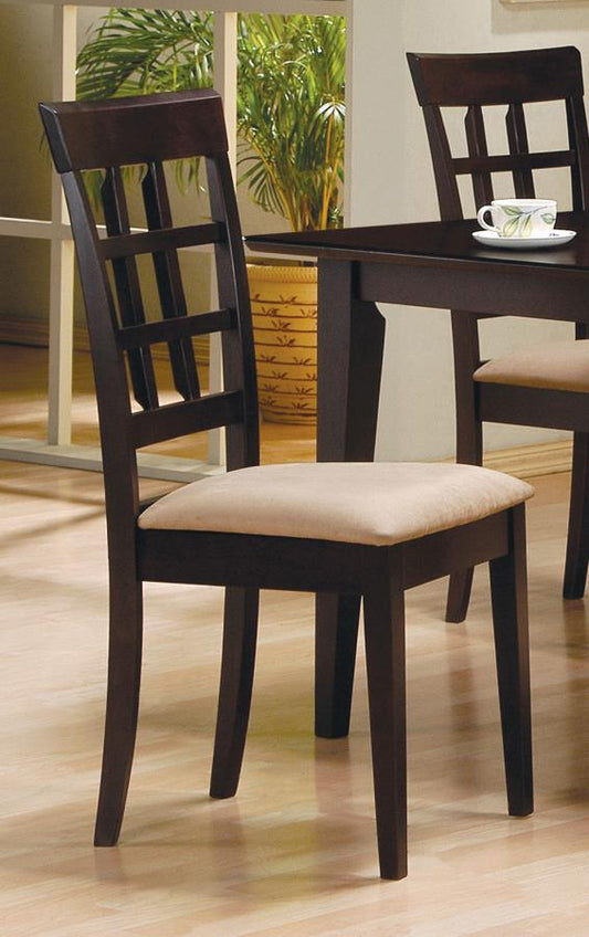 Gabriel - Gabriel Lattice Back Side Chairs Cappuccino and Tan (Set of 2)