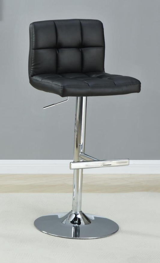 Lenny - Lenny Adjustable Height Bar Stools Chrome and Black (Set of 2)