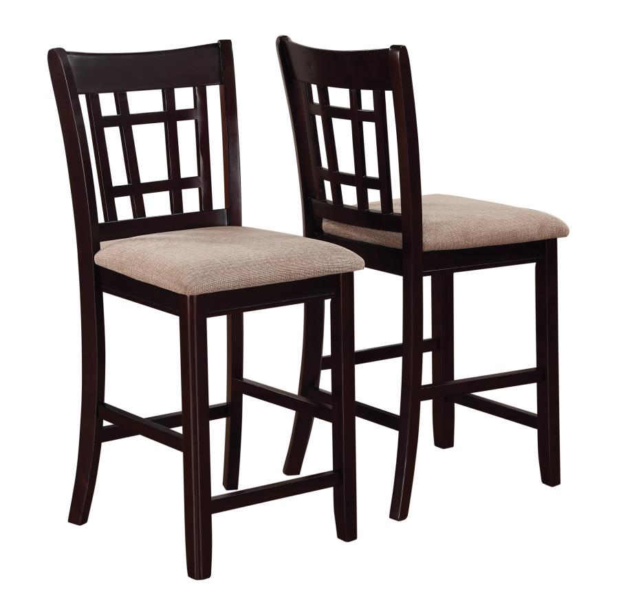 Lavon - Lavon Lattice Back Counter Stools Tan and Espresso (Set of 2)