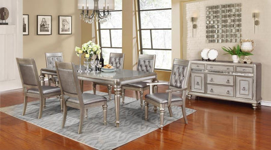 Danette - Danette Rectangular Dining Table with Leaf Metallic Platinum