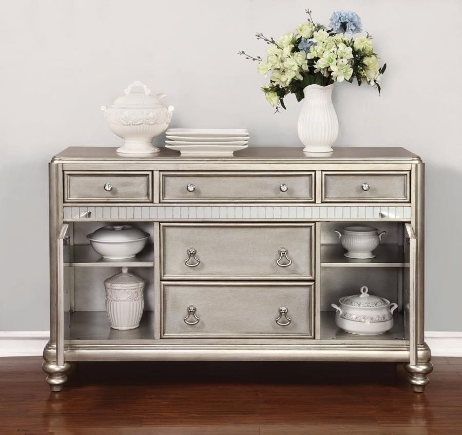 Danette - Danette 5-drawer Dining Server Metallic Platinum