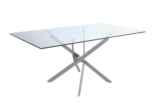 Carmelo - Carmelo X-shaped Dining Table Chrome and Clear
