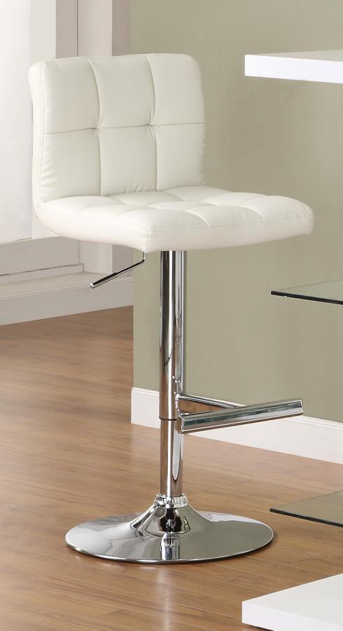 Lenny - Lenny Adjustable Height Bar Stools Chrome and White (Set of 2)