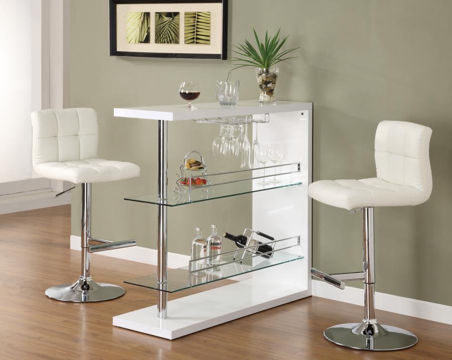 Lenny - Lenny Adjustable Height Bar Stools Chrome and White (Set of 2)