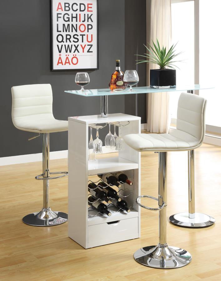 Koufax - Koufax 1-drawer Bar Table Glossy White
