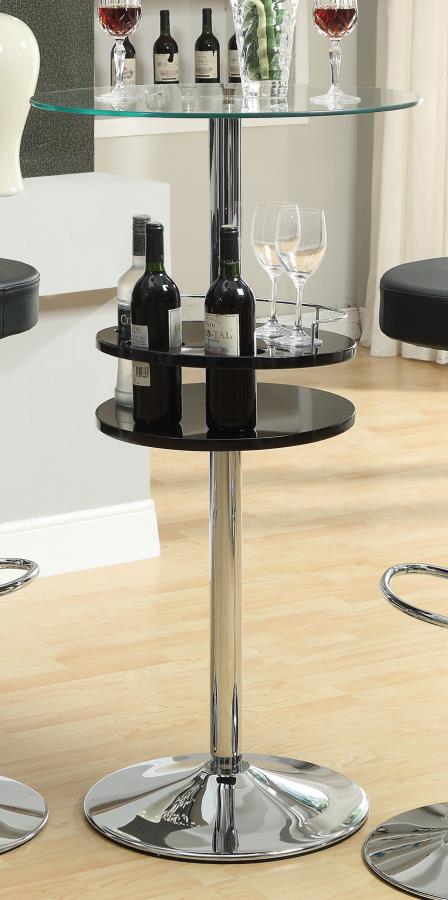 Gianella - Gianella Glass Top Bar Table with Wine Storage Black and Chrome