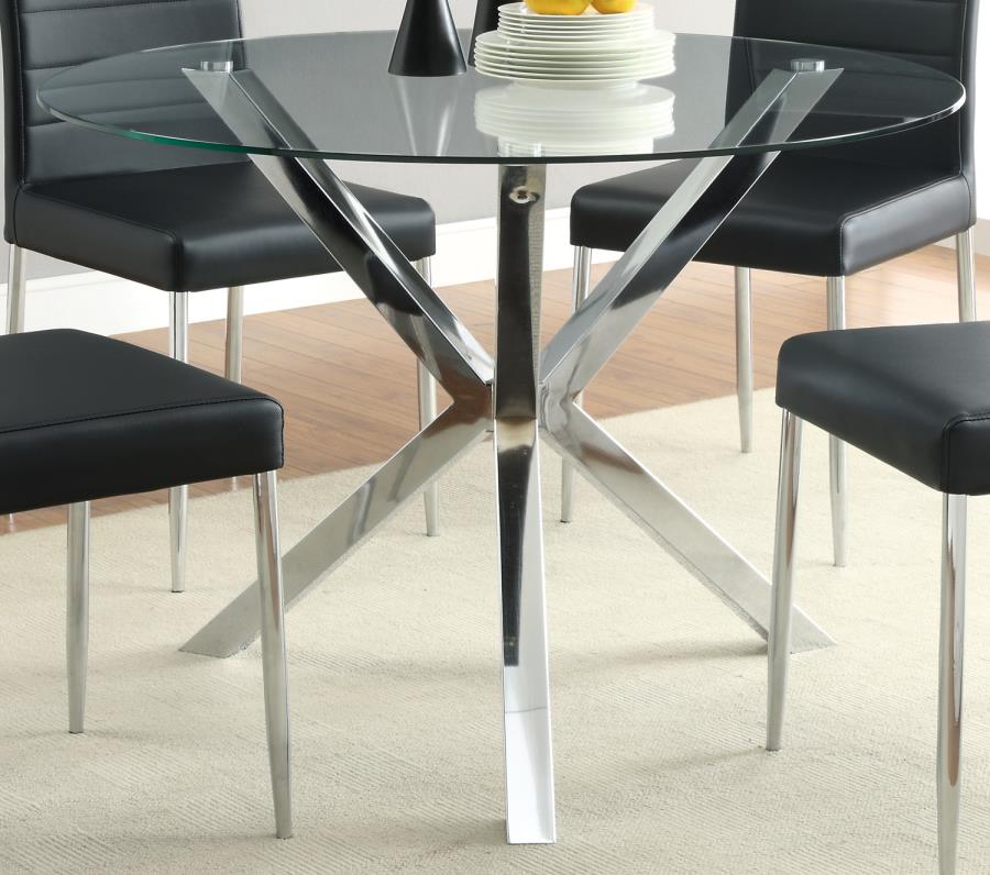 Vance - Vance Glass Top Dining Table with X-cross Base Chrome