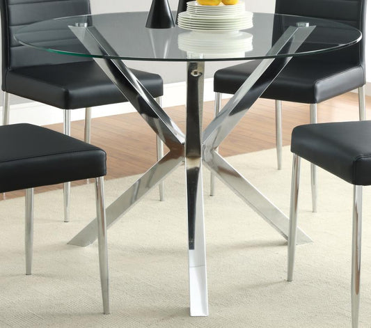 Vance - Vance Glass Top Dining Table with X-cross Base Chrome