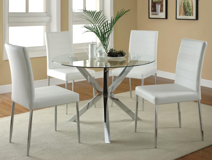 Vance - Vance Glass Top Dining Table with X-cross Base Chrome