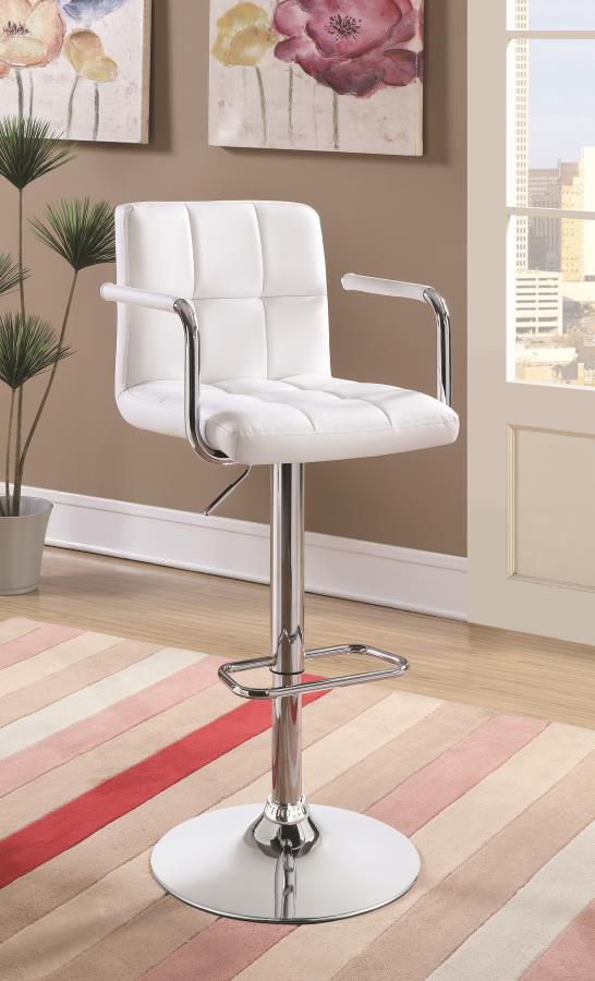 Palomar - Palomar Adjustable Height Bar Stool White and Chrome