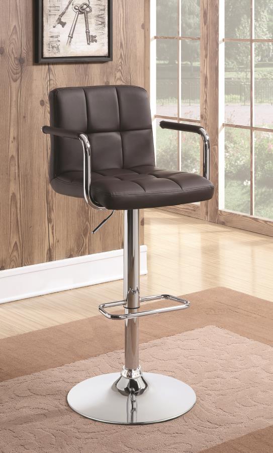 Palomar - Palomar Adjustable Height Bar Stool Brown and Chrome