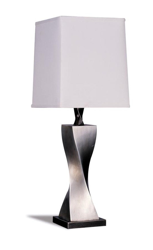 Keene - Keene Square Shade Table Lamps White and Antique Silver (Set of 2)
