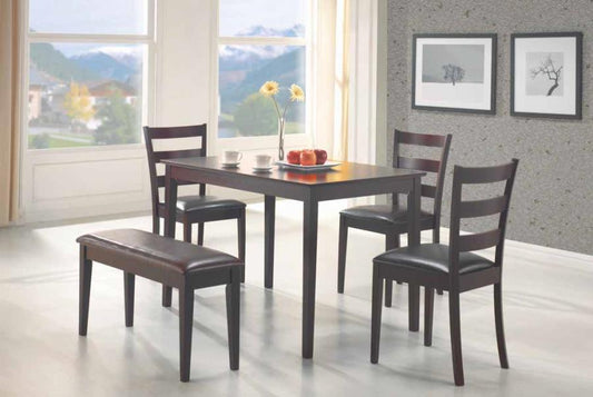 Guillen - Guillen 5-piece Dining Set with Bench Cappuccino and Dark Brown