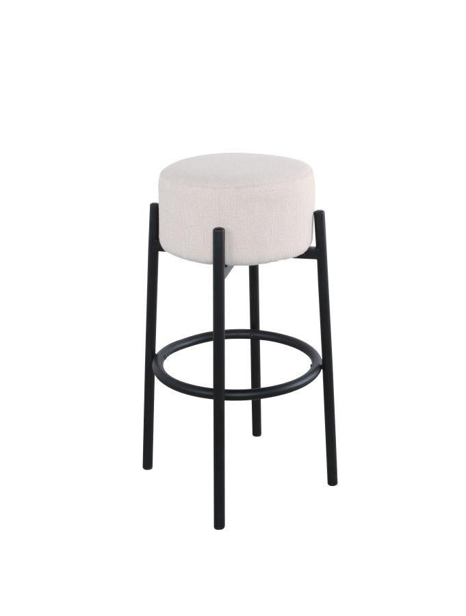 Leonard - Leonard Upholstered Backless Round Stools White and Black (Set of 2)