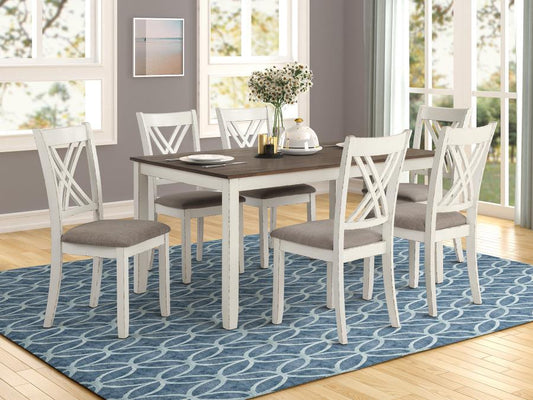 Fortress - Fortress 7-piece Dining Set Chestnut and Vintage White