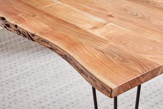 Sherman - Sherman Rectangular Dining Table Natural Acacia and Matte Black