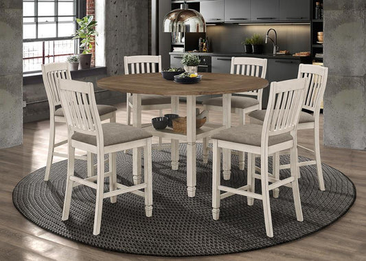 Sarasota - Sarasota Counter Height Table with Shelf Storage Nutmeg and Rustic Cream