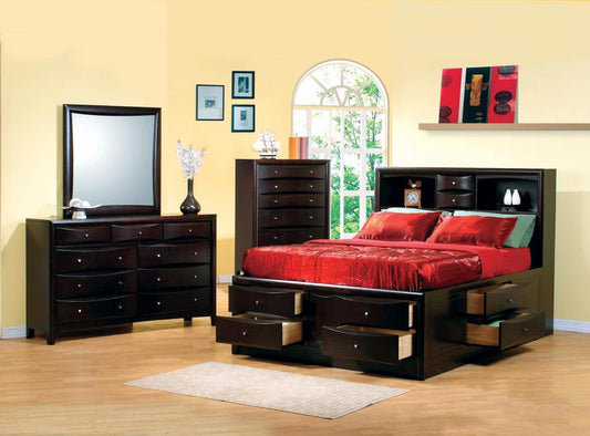 Phoenix - Phoenix Bedroom Set with Bookcase Headboard Deep Cappuccino