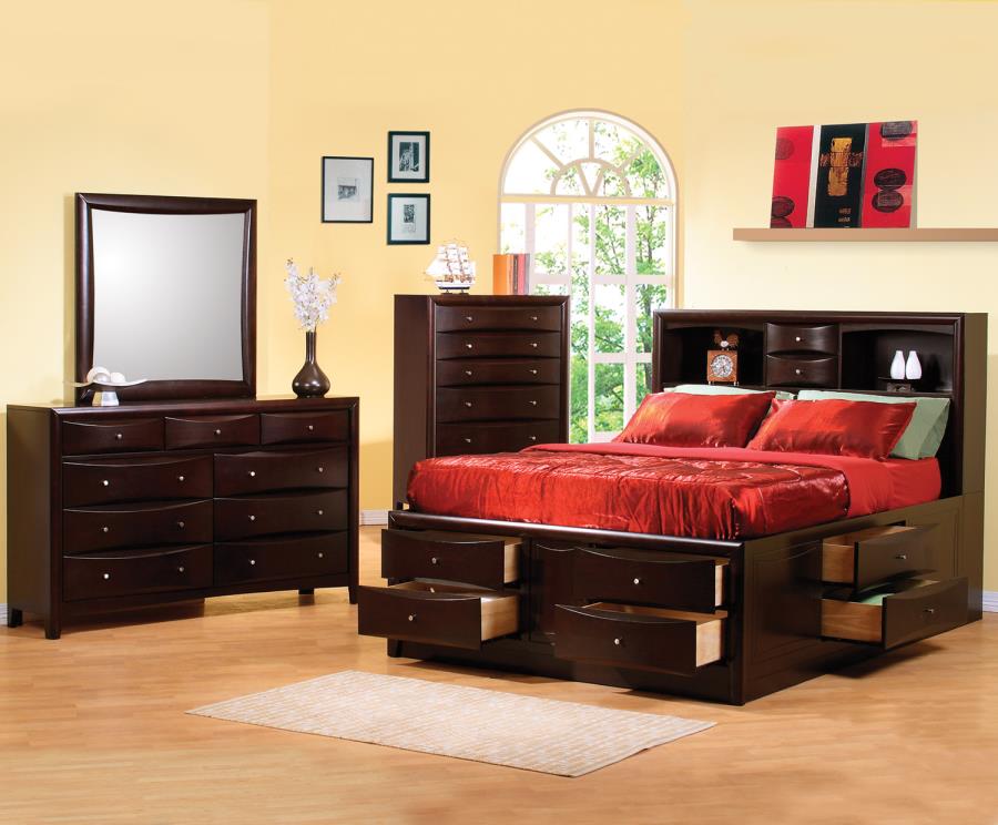 Phoenix - Phoenix 10-drawer Queen Bed Deep Cappuccino