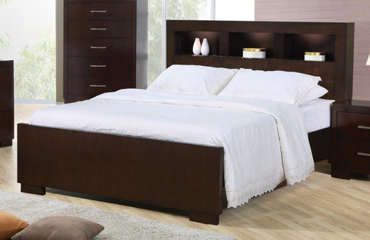 Jessica - Jessica Eastern King Bed with Storage Headboard Cappuccino