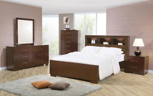 Jessica - Jessica Bedroom Set with Bookcase Headboard Cappuccino