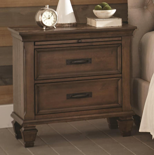 Franco - Franco 2-drawer Nightstand with Pull Out Tray Burnished Oak