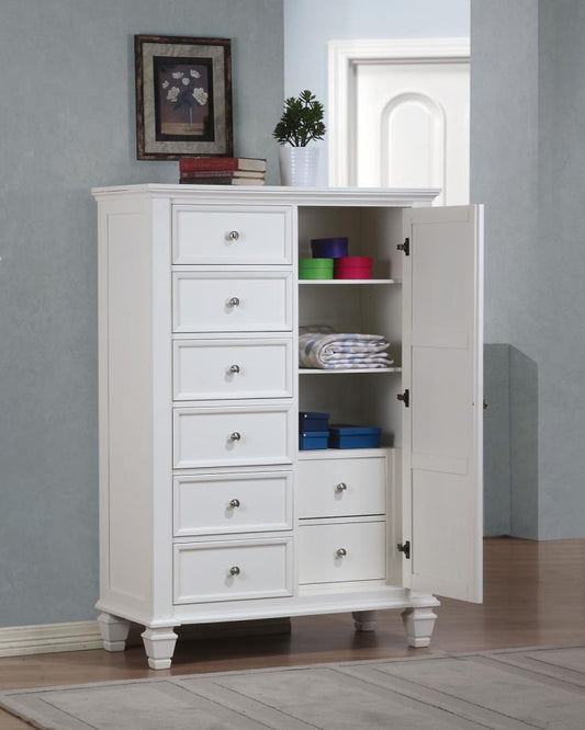 Sandy Beach - Sandy Beach 8-drawer Man's Chest Storage White