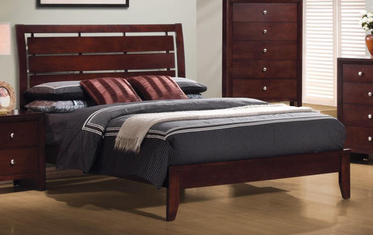 Serenity - Serenity Twin Panel Bed with Cut-out Headboard Rich Merlot