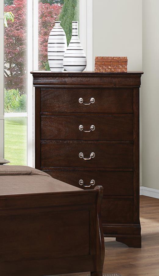 Louis Philippe - Louis Philippe 5-drawer Chest with Silver Bails Cappuccino