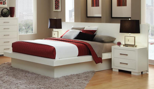 Jessica - Jessica Eastern King Platform Bed with Rail Seating White