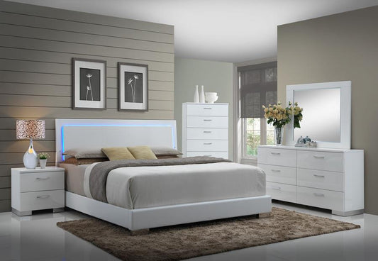 Felicity - Felicity Eastern King Panel Bed with LED Lighting Glossy White