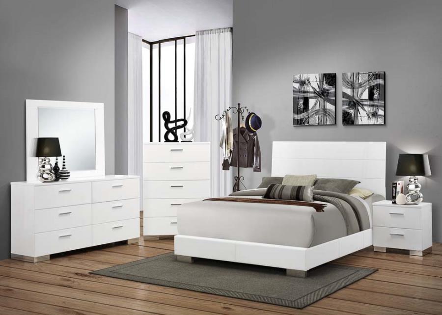 Felicity - Felicity California King Panel Bed Glossy White