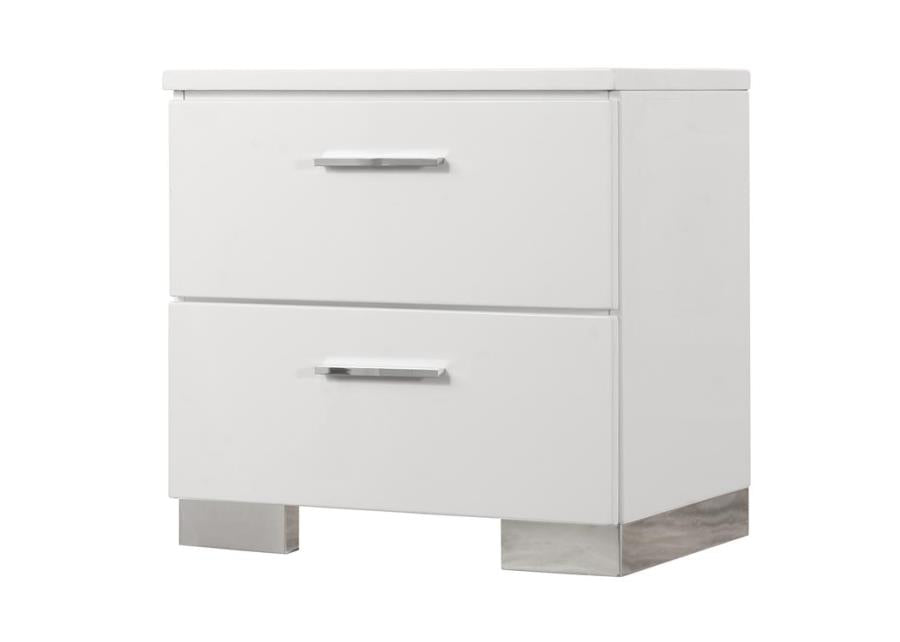 Felicity - Felicity 2-drawer Nightstand Glossy White