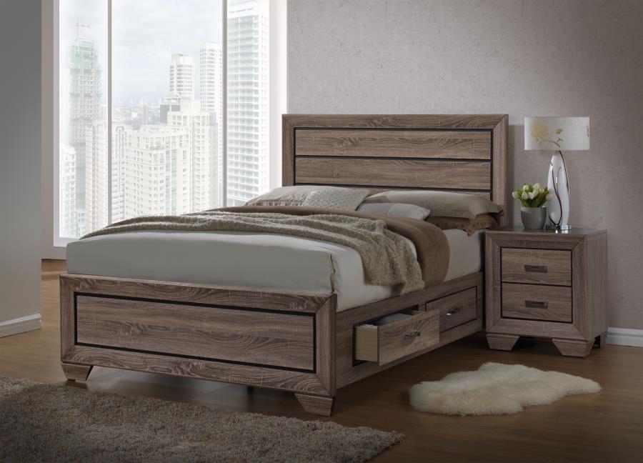 Kauffman - Kauffman Queen Storage Bed Washed Taupe