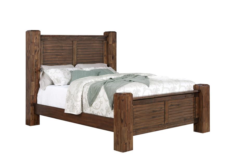 Sutter Creek - Sutter Creek Queen Bed with Block Posts Vintage Bourbon