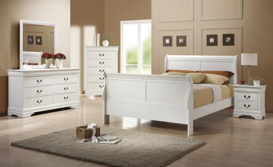 Louis Philippe - Louis Philippe Full Sleigh Panel Bed White