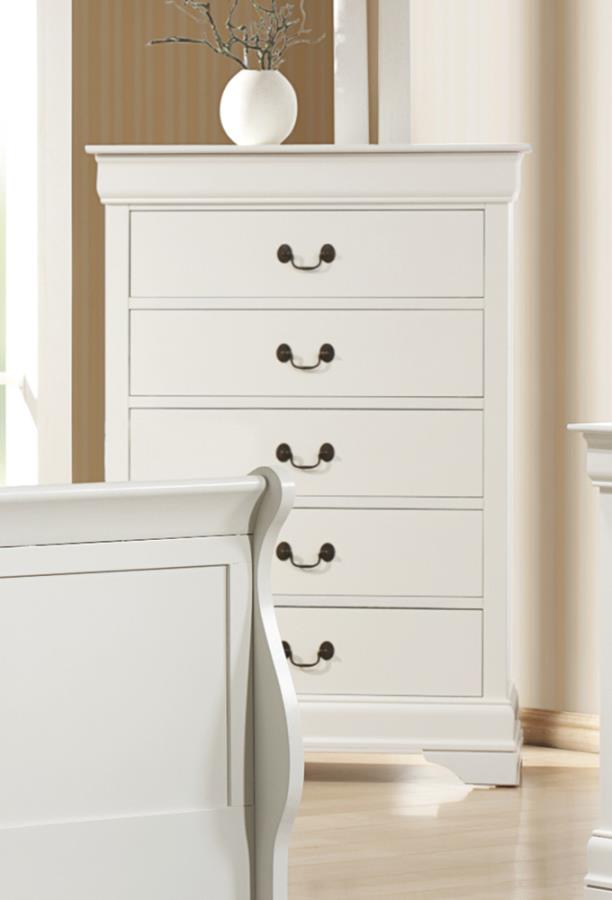 Louis Philippe - Louis Philippe 5-drawer Chest White