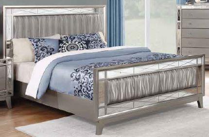 Leighton - Leighton Full Panel Bed with Mirrored Accents Mercury Metallic