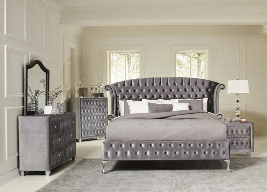 Deanna - Deanna California King Tufted Upholstered Bed Grey