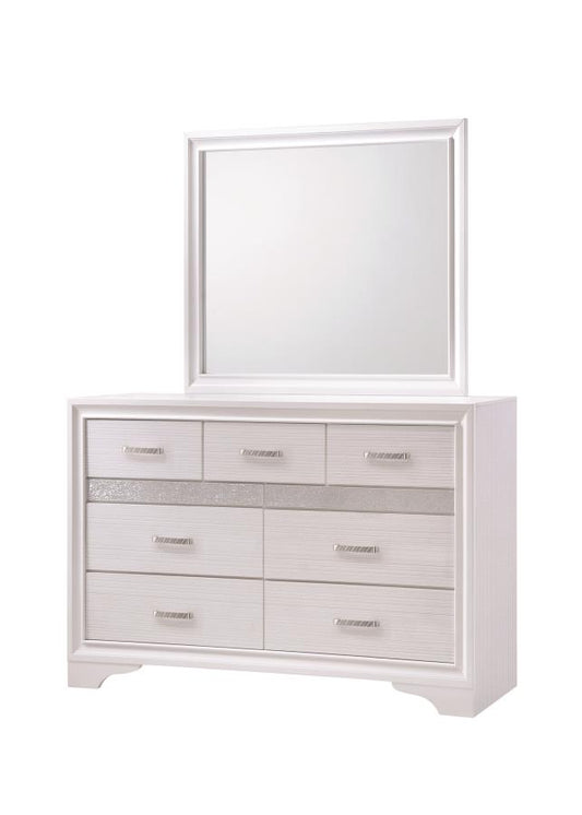 Miranda - Miranda 7-drawer Dresser White and Rhinestone