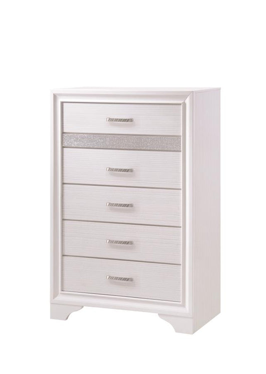 Miranda - Miranda 5-drawer Chest White and Rhinestone