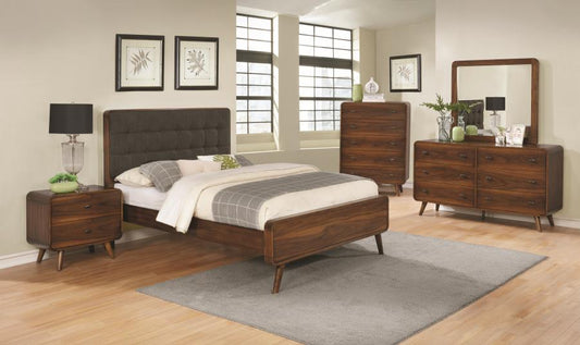 Robyn - Robyn Eastern King Bed with Upholstered Headboard Dark Walnut