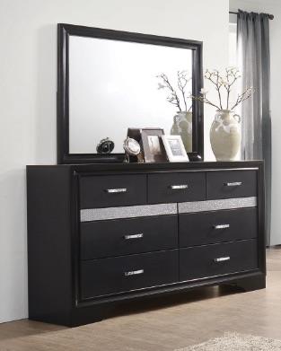 Miranda - Miranda 7-drawer Dresser Black and Rhinestone