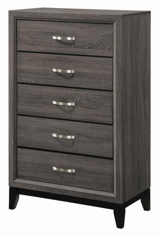 Watson - Watson 5-drawer Chest Grey Oak and Black