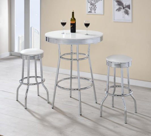 Theodore - Theodore Upholstered Top Bar Stools White and Chrome (Set of 2)