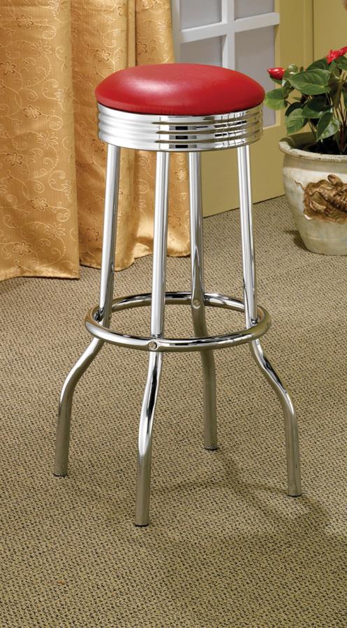 Hopkins - Hopkins Upholstered Top Bar Stools Red and Chrome (Set of 2)