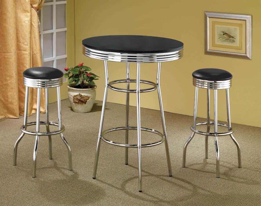 Theodore - Theodore Round Bar Table Black and Chrome