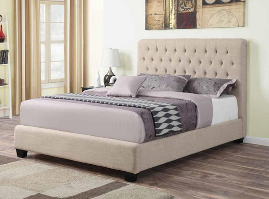 Chloe - Chloe Tufted Upholstered California King Bed Oatmeal