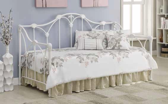 Halladay - Halladay Twin Metal Daybed with Floral Frame White