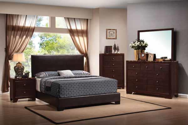 Conner - Conner California King Upholstered Panel Bed Dark Brown